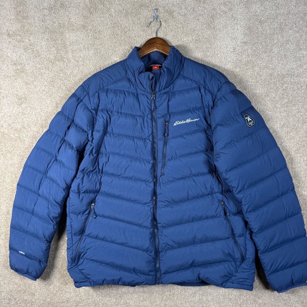 Eddie Bauer Puffer Jacket Mens XL Blue EB800 Mountain Ops Goose Down Insulated - Picture 2 of 12